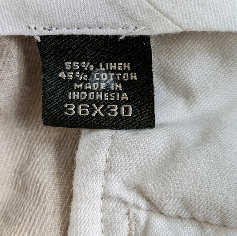 Eddie Bauer Mens Flat Front Classic Fit Linen Blend Khaki pants 36X30